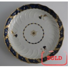 SOLD Worcester Circular Shanked 'Bread and Butter' or 'Cake' Plate, Blue and Gilt Decoration with 'Bluebell pattern', c1795 SOLD 